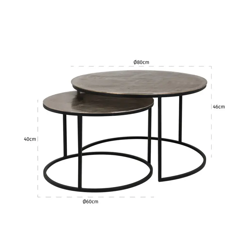 - Salontafel Asher set van 2 (Champagne gold)