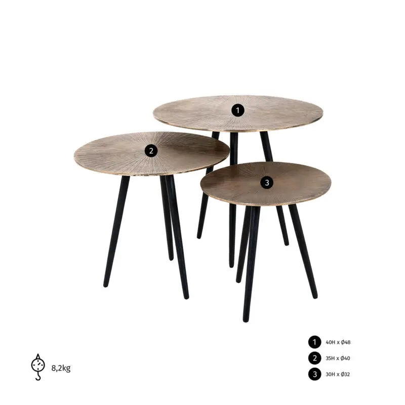 - Salontafel Vittorio set van 3 champagne gold (Champagne gold)