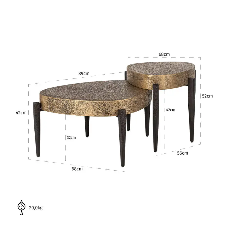 - Salontafel Marquee set van 2 (Black/gold)