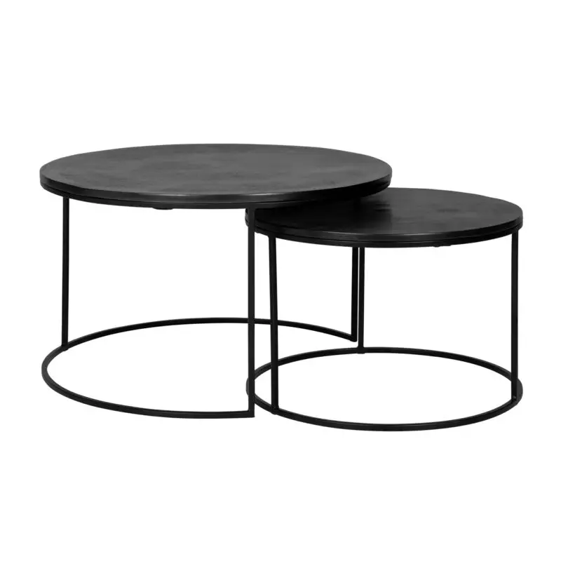 - Salontafel Bolder set van 2 aluminium zwart (Black)