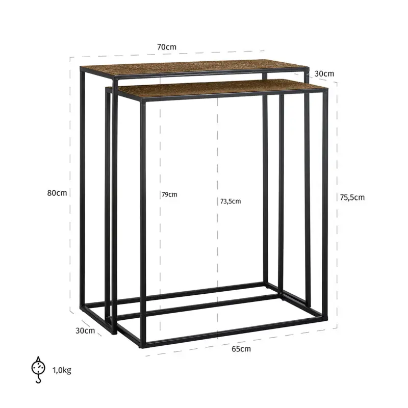 - Wandtafel Bristol set van 2
