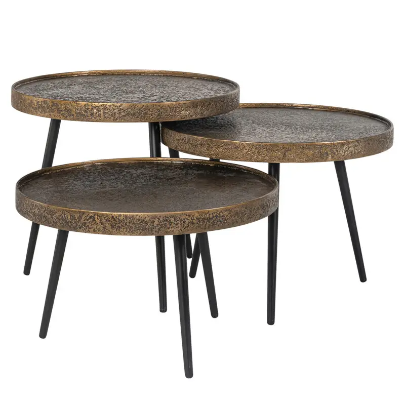 - Salontafel Luton set van 3 (Black/gold)