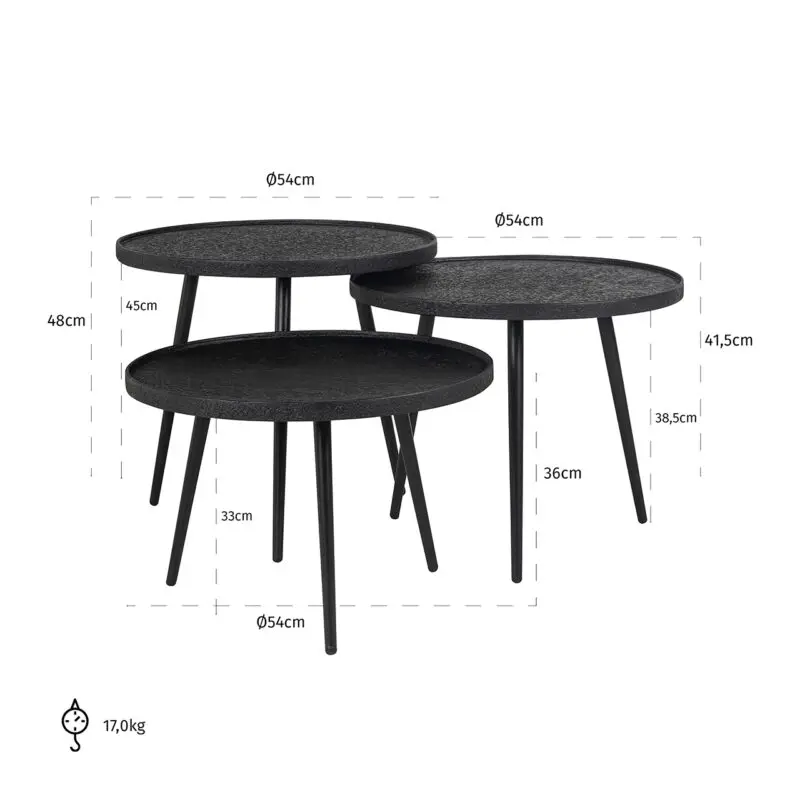 - Salontafel Oxford set van 3 (Black)
