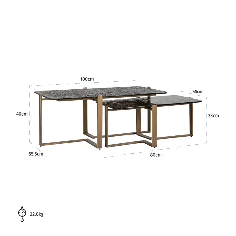 - Salontafel Sterling set van 2 (Brown)