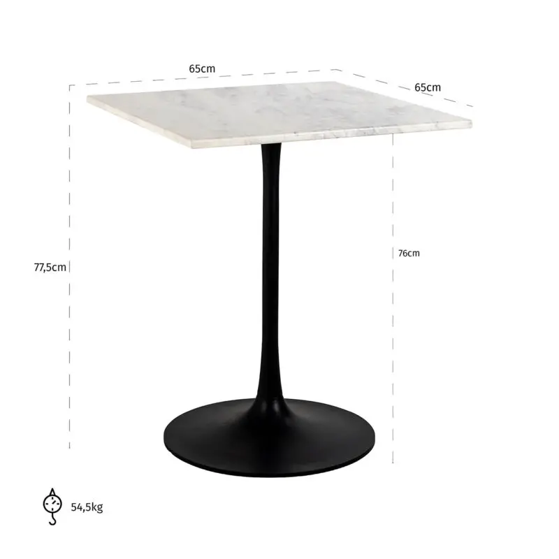 - Bistrotafel Carlten wit vierkant (Black/white)