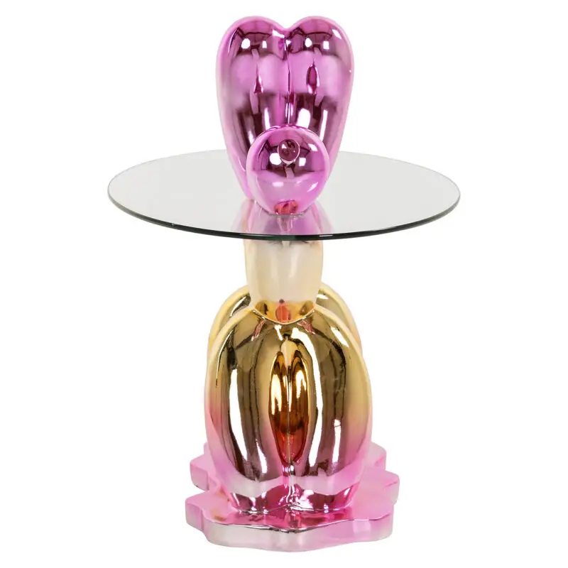 - Bijzettafel Usha met glas (Pink)