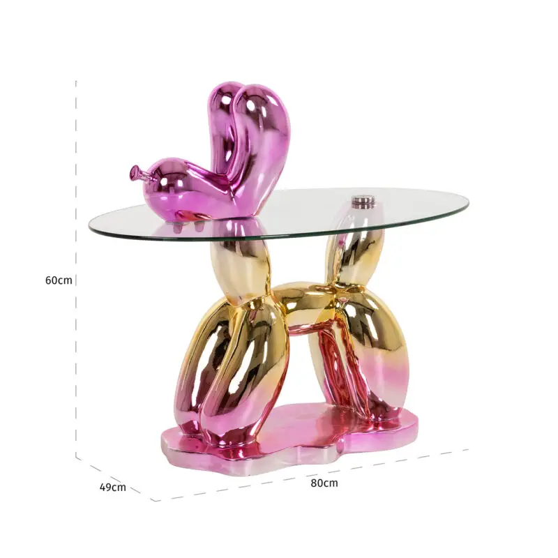 - Bijzettafel Usha met glas (Pink)