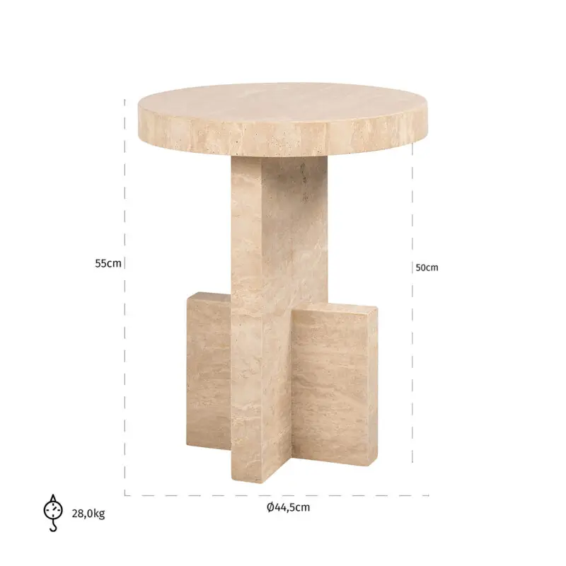- Bijzettafel Biltmore Italian Travertine (Beige)