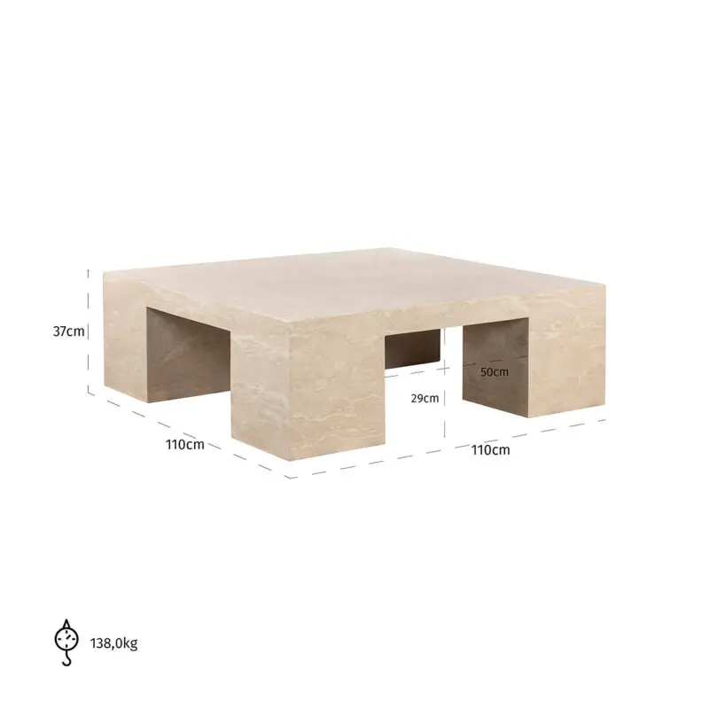 - Salontafel Biltmore Italian beige Travertin (Beige)