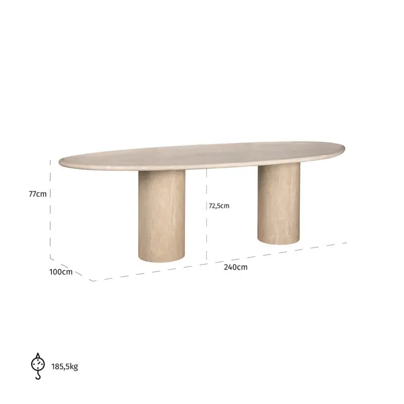 - Eettafel Renaissance organisch Italian Travertine (Beige)