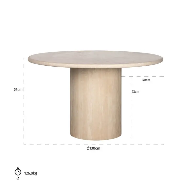 - Ronde eettafel Renaissance beige Travertine (Beige)