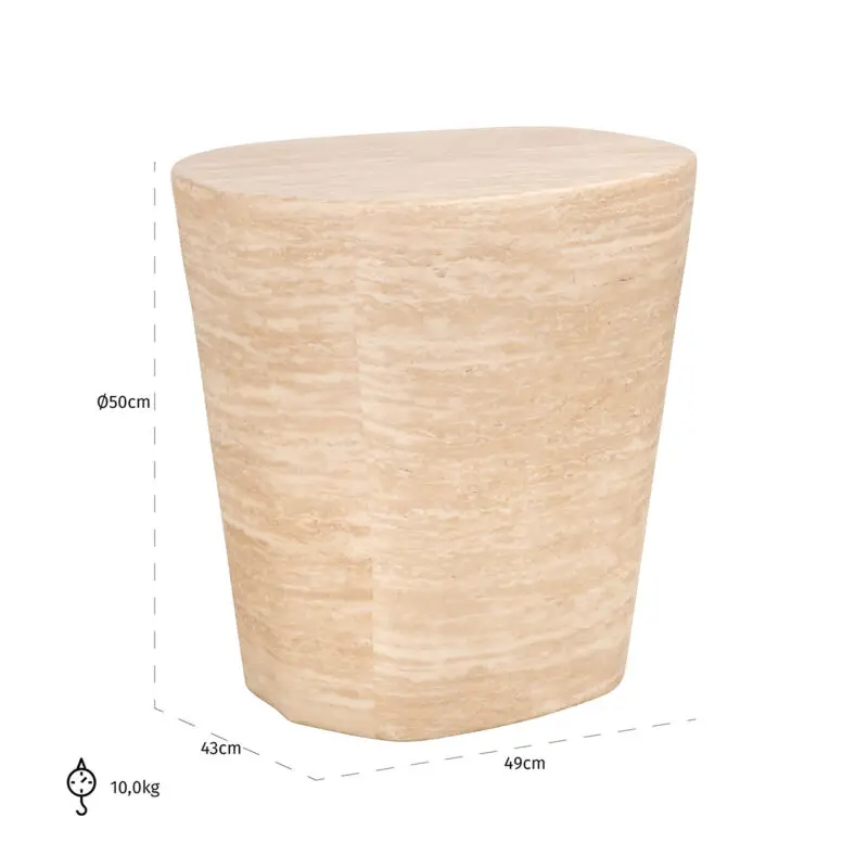 - Bijzettafel Fictus Travertine faux (Beige)