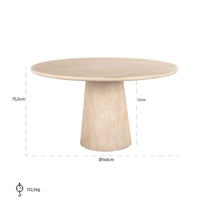 - Eettafel Fictus 140Ø faux travertine (Beige)