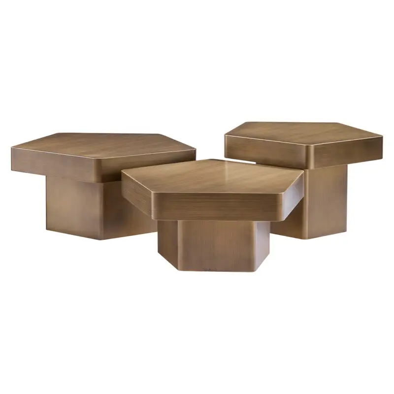 - Salontafel Hexa set van 3 (Brushed Gold)