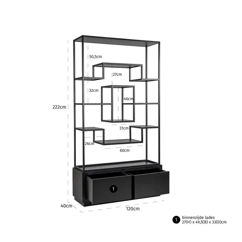 - Wandkast Bonvoy black 2-laden (Black)