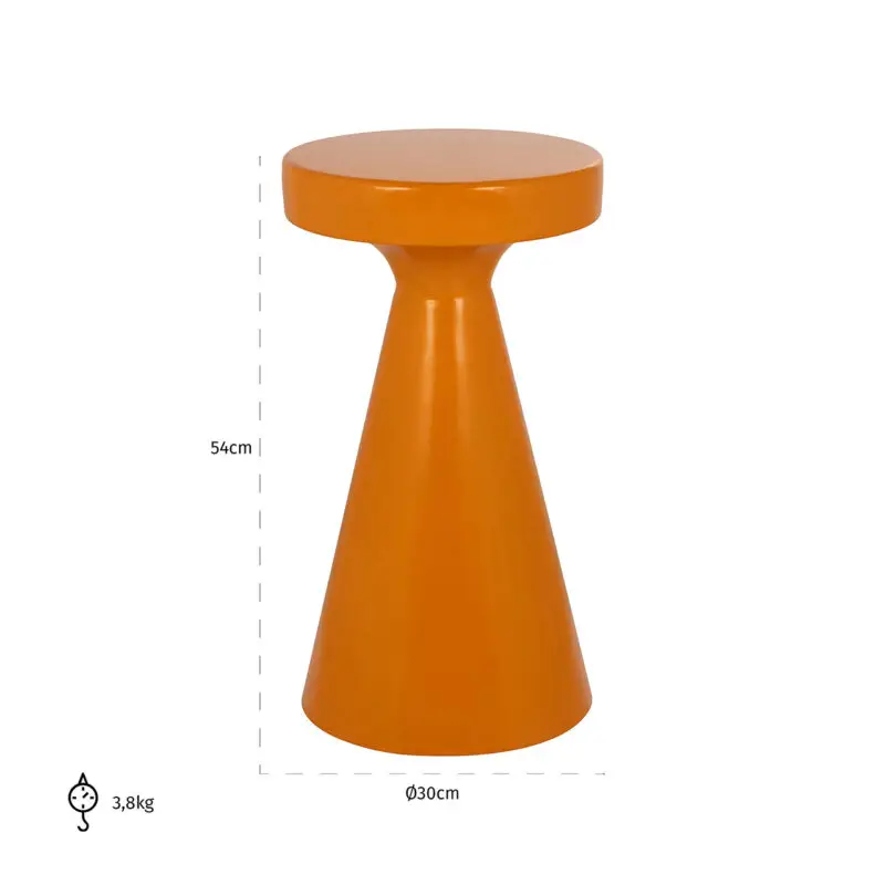- Bijzettafel Kimble donker oranje groot 30Ø