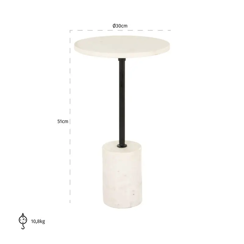 - Bijzettafel Misty 30Ø (Black/white)