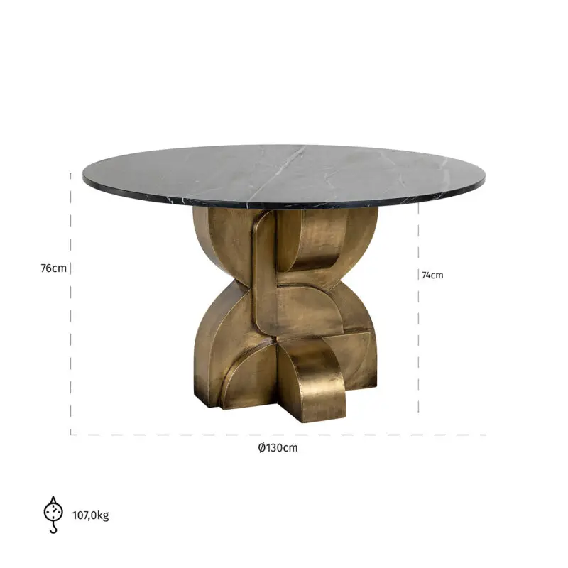 - Eettafel Maddox 130Ø (Black/gold)