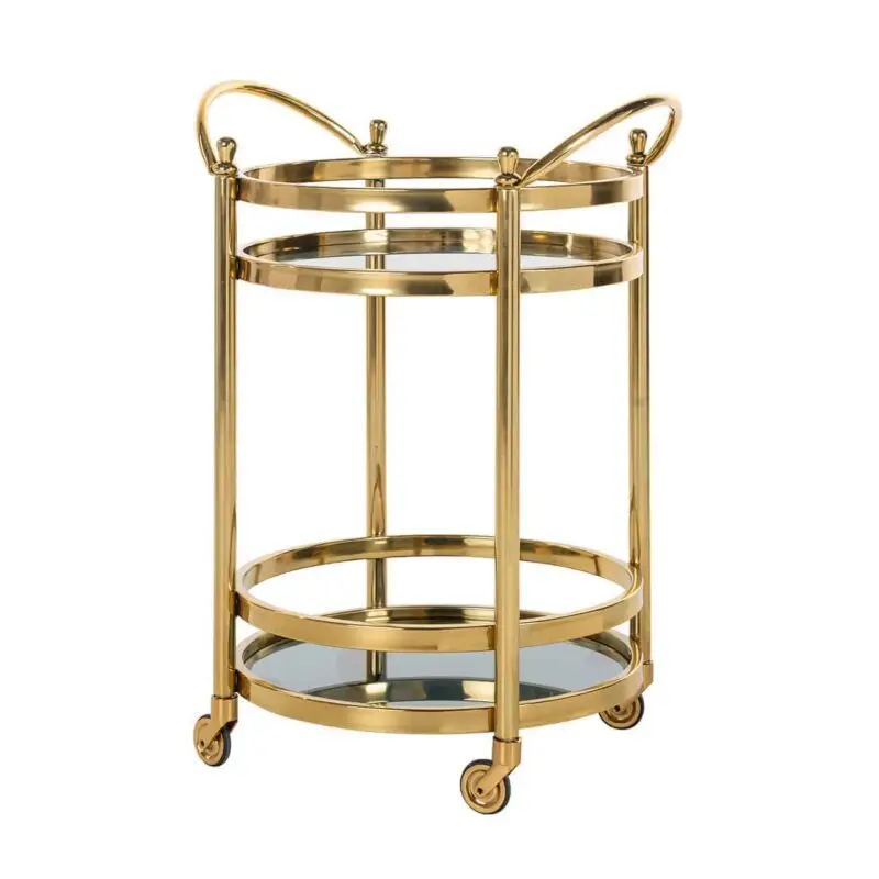 - Trolley Hendricks rond goud met glas (Gold)