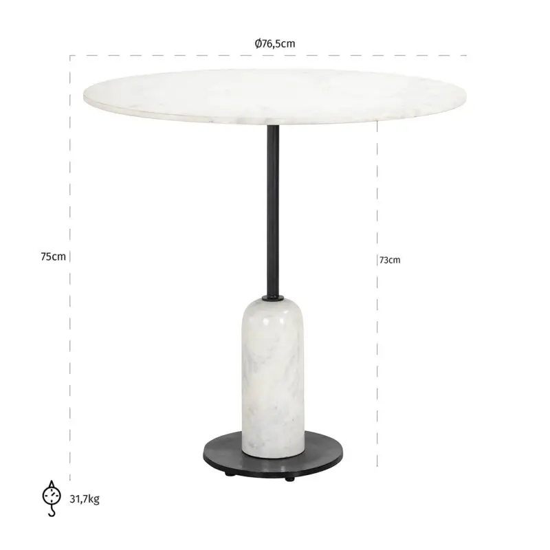 - Bistrotafel Jagger 76Ø (Black/white)