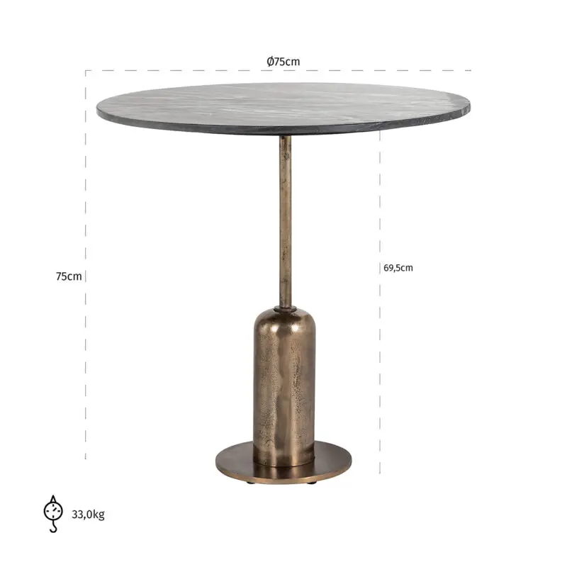 - Bistrotafel Logan 75Ø (Black/gold)