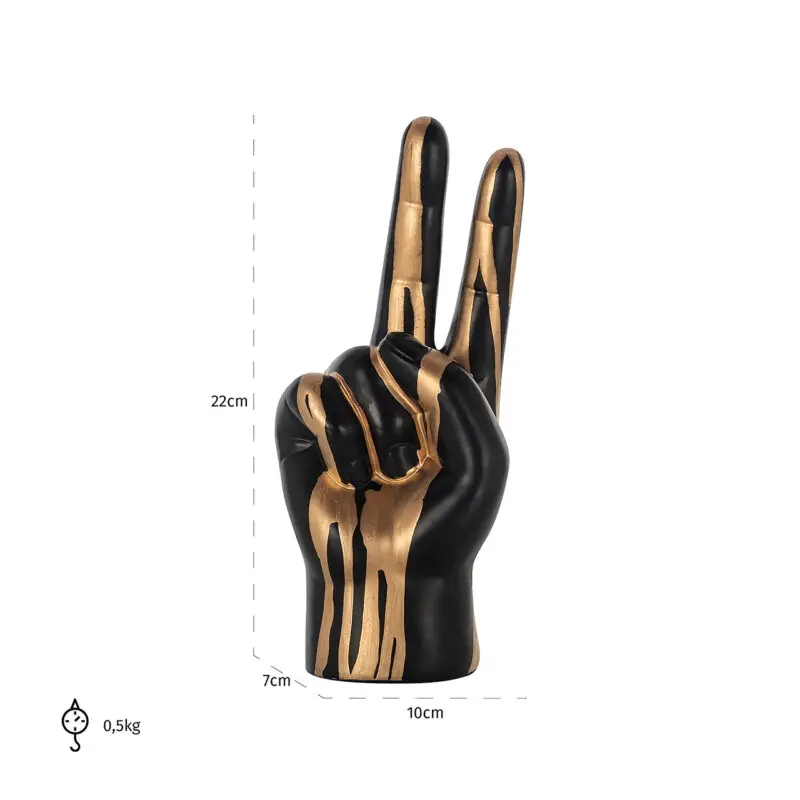 - Deco object hand peace (Black/gold)