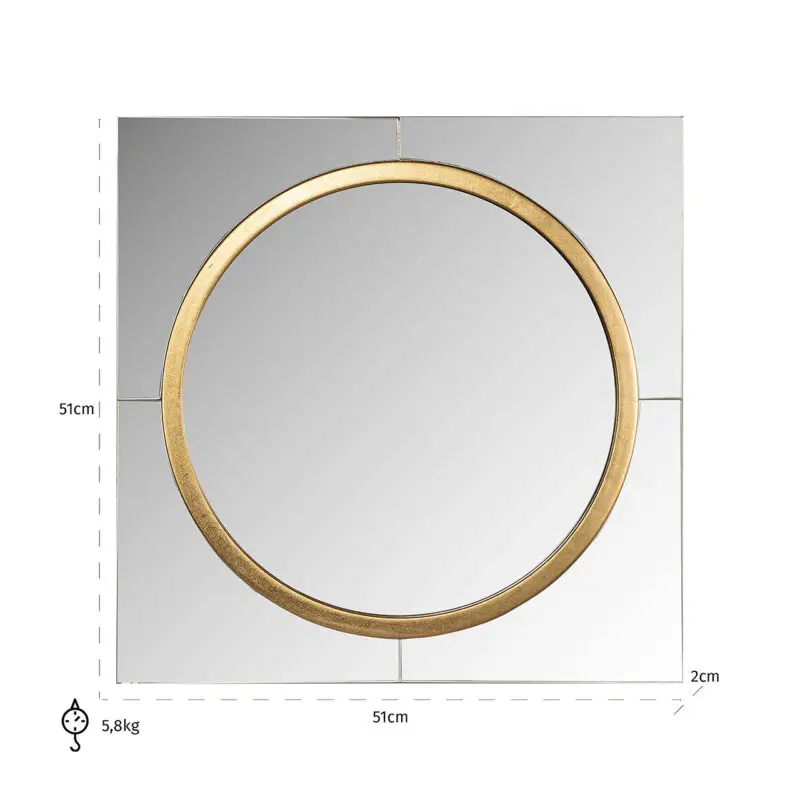 - Spiegel Briana rond goud (Gold)