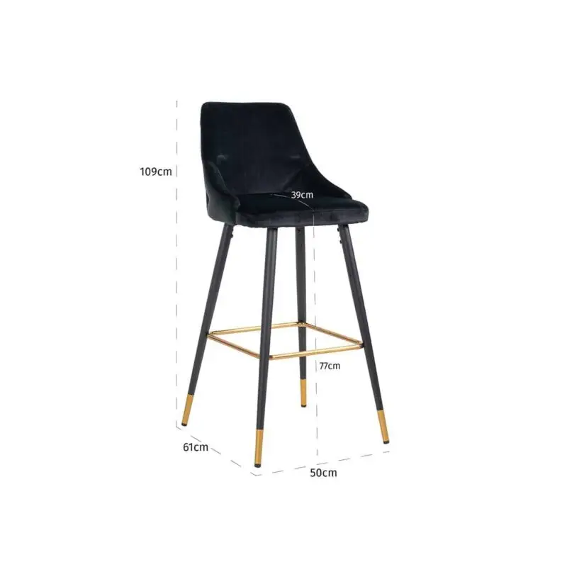 - Barstoel Imani black velvet (Quartz Black 800)