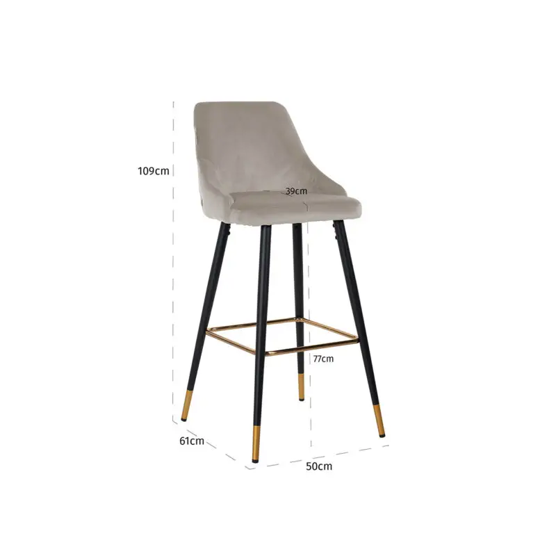 - Barstoel Imani khaki velvet (Quartz Khaki 903)