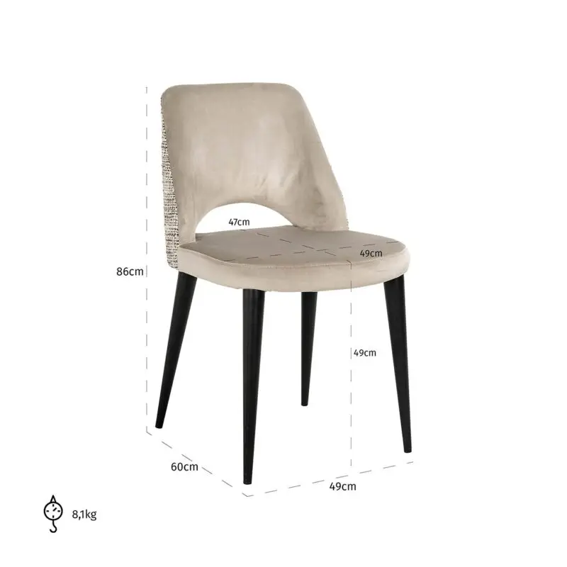 - Chair Tabitha trendy nature / quartz khaki fire retardant (Be Trendy 01 Nature)