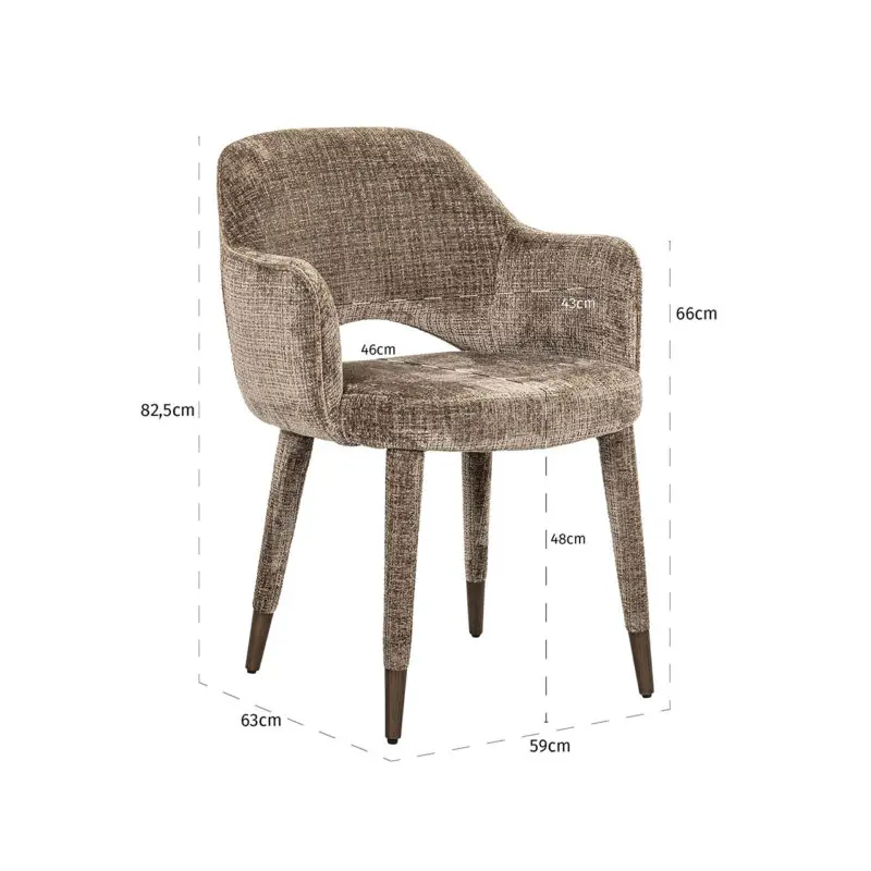 - Eetkamerstoel Donnatella stone chenille fire retardant (Niagara 104 Stone Chenille)