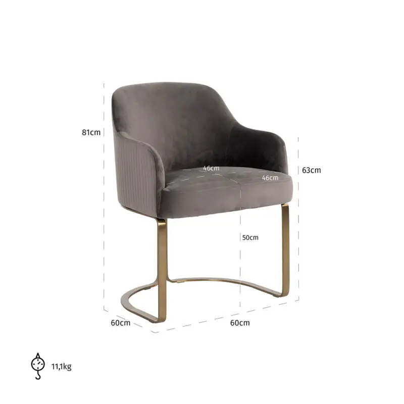 - Stoel Hadley stone velvet / brushed gold (Quartz Stone 101)