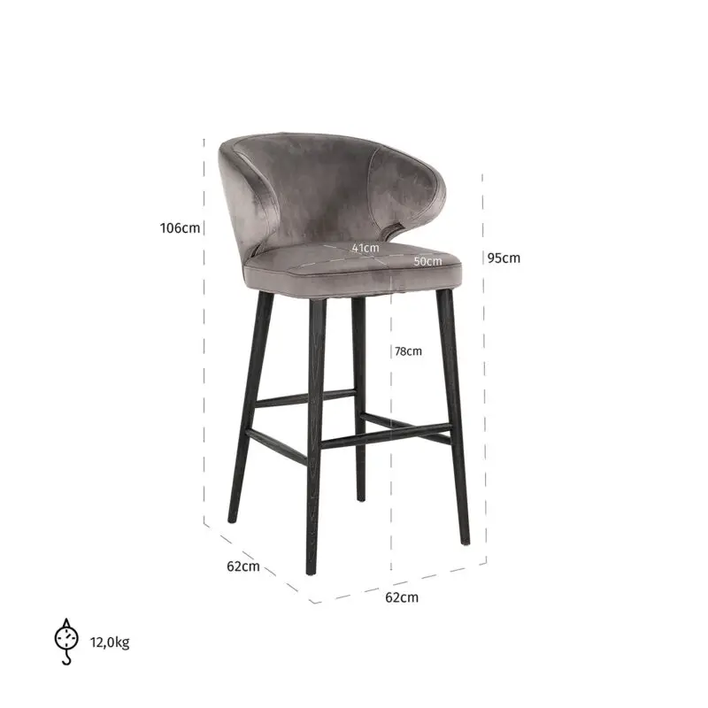 - Barstoel Indigo stone velvet (Quartz Stone 101)