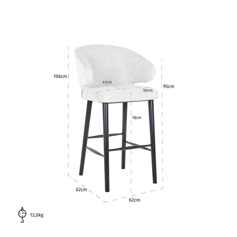 - Barstoel Indigo white bouclé (Copenhagen 900 Bouclé White)