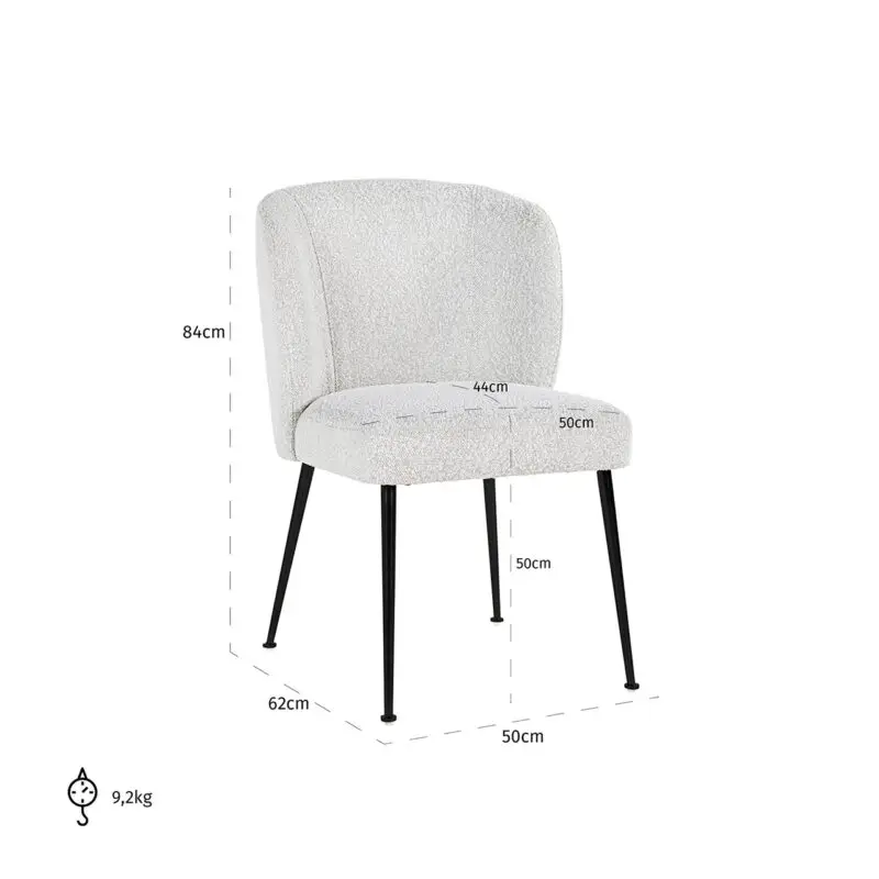 - Stoel Fallon White Bouclé / black (Copenhagen 900 Bouclé White)