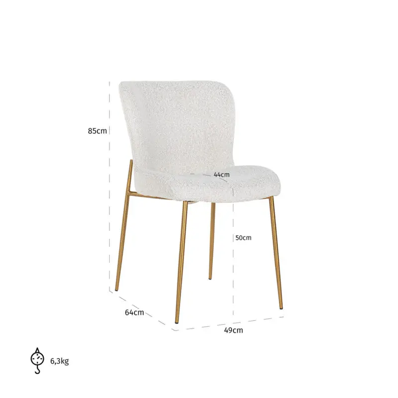 - Stoel Odessa white bouclé / brushed gold (Copenhagen 900 Bouclé White)