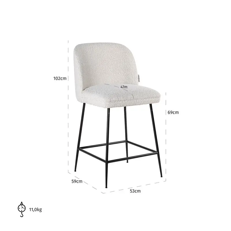 - Counterstoel Pullitzer white bouclé / black (Copenhagen 900 Bouclé White)