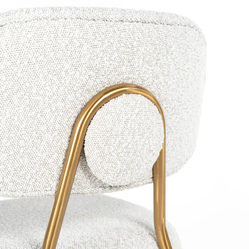- Counterstoel Xenia white bouclé / brushed gold (Copenhagen 900 Bouclé White)