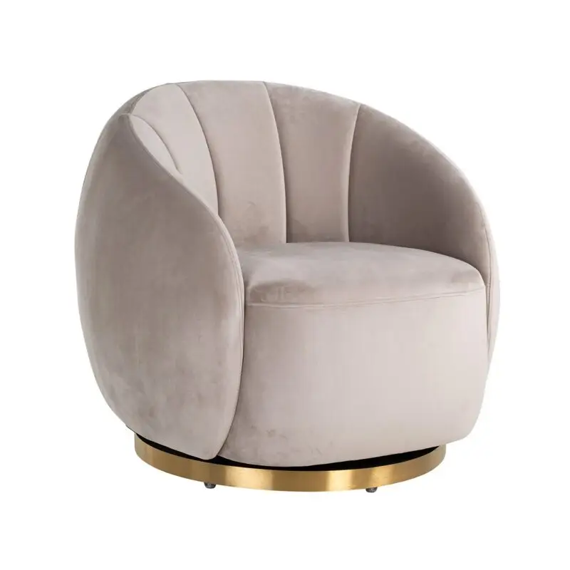 - Draaifauteuil Jago khaki velvet / brushed gold (Quartz Khaki 903)