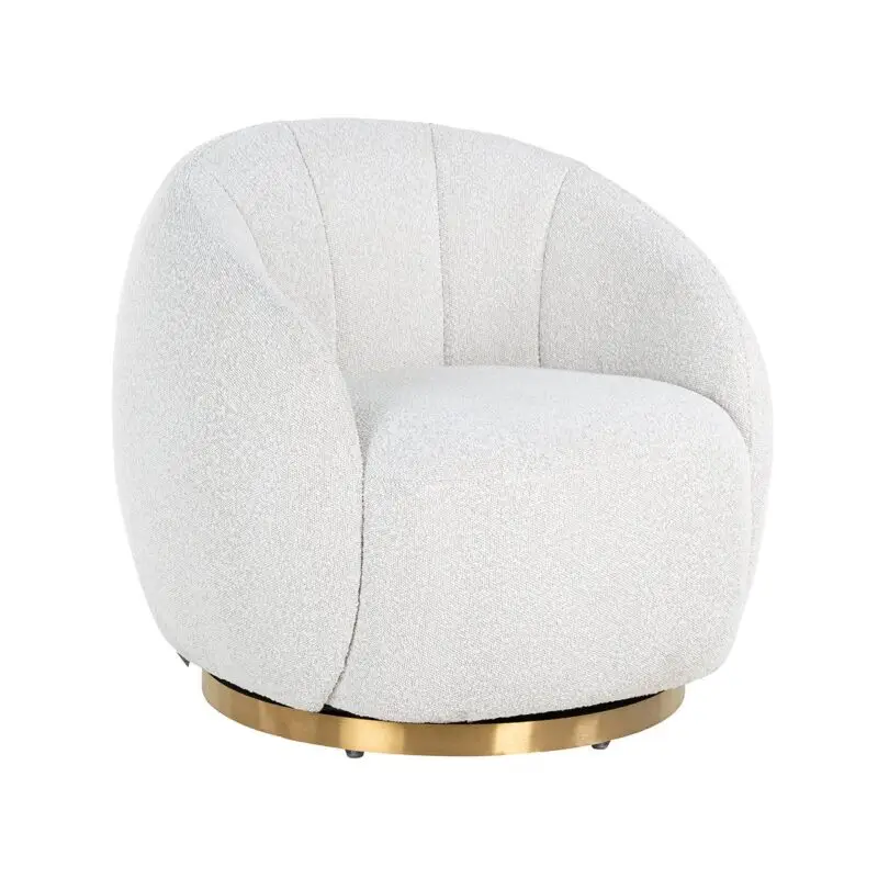 - Draaifauteuil Jago white bouclé / brushed gold (Copenhagen 900 Bouclé White)