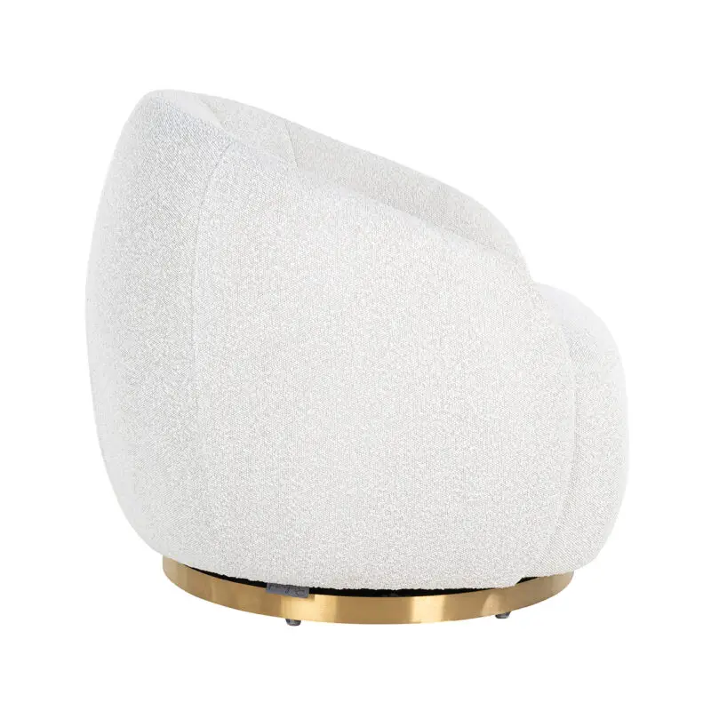 - Draaifauteuil Jago white bouclé / brushed gold (Copenhagen 900 Bouclé White)