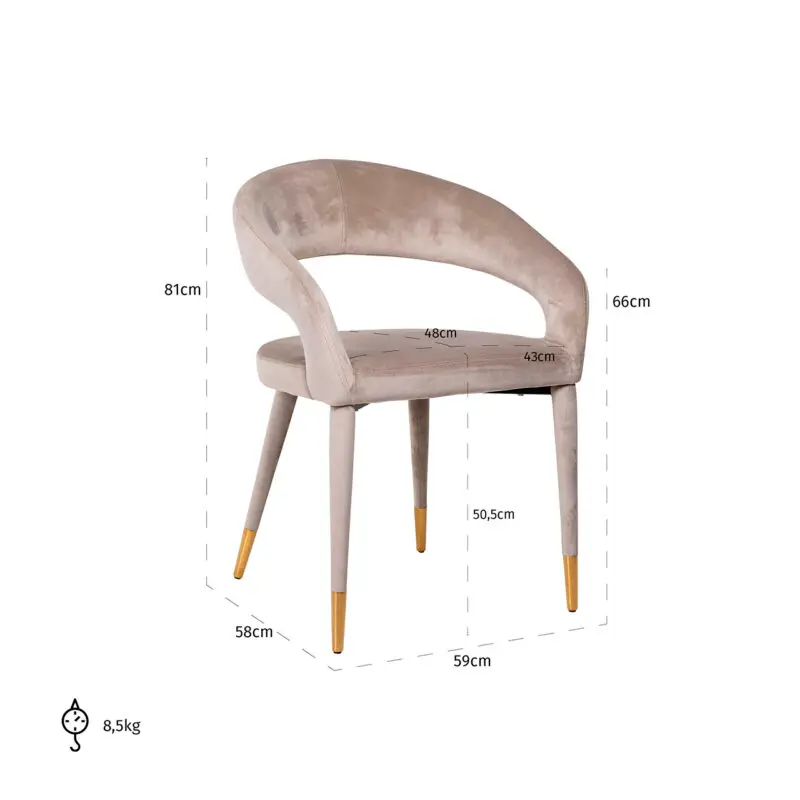 - Stoel Gia khaki velvet fire retardant (FR-Quartz 903 Khaki)