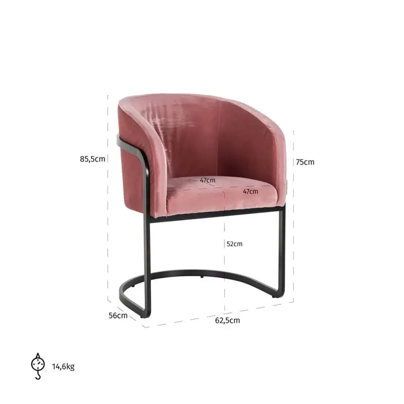 - Stoel Chiara blush velvet (Genova 706  Blush)