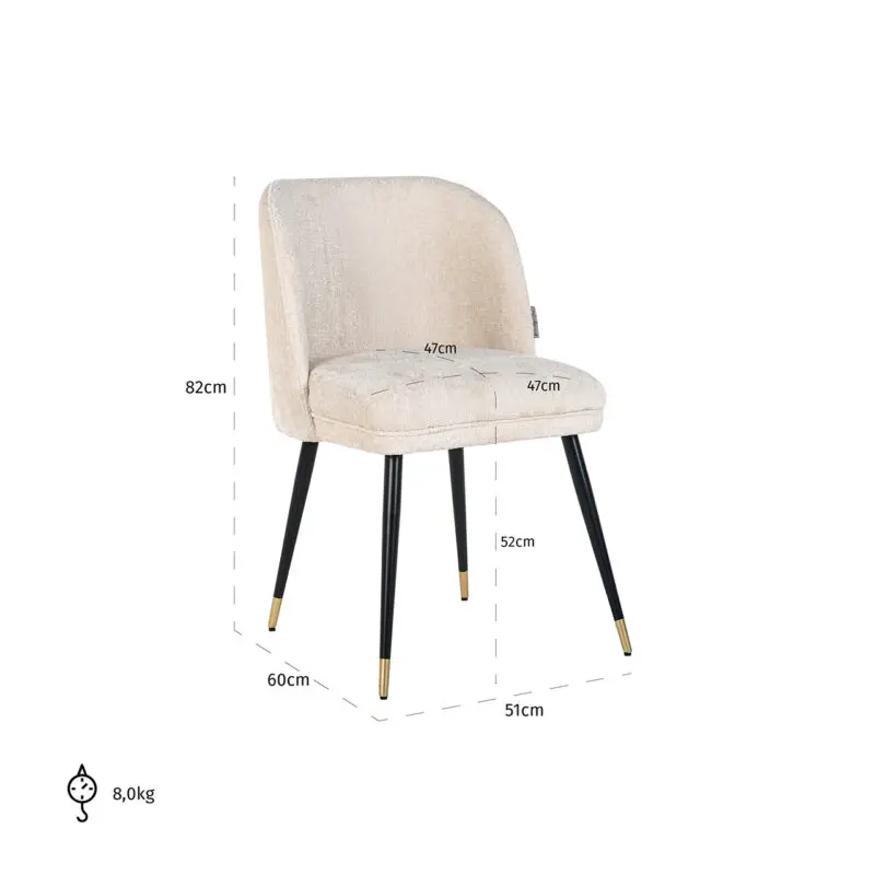- Stoel Alicia white chenille fire retardant (FR-Bergen 900 white chenille)