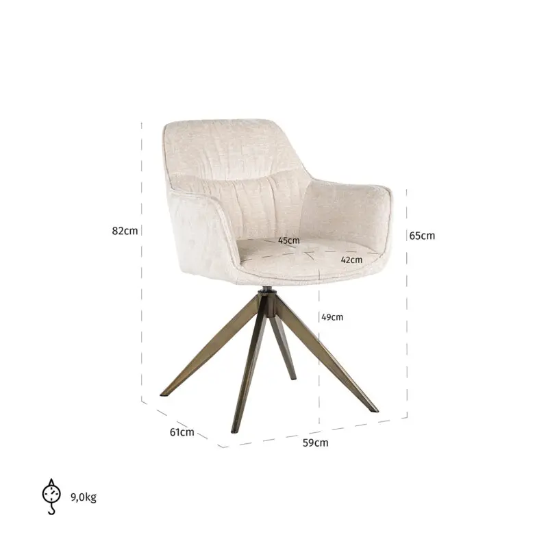- Draaistoel Aline white chenille fire retardant (FR-Bergen 900 white chenille)
