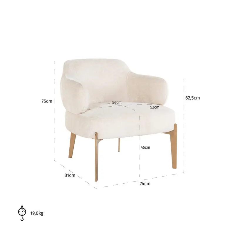 - Fauteuil Venus white chenille (Bergen 900 white chenille)
