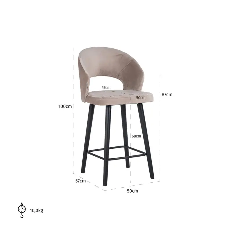 - Counterstoel Savoy khaki velvet (Quartz Khaki 903)