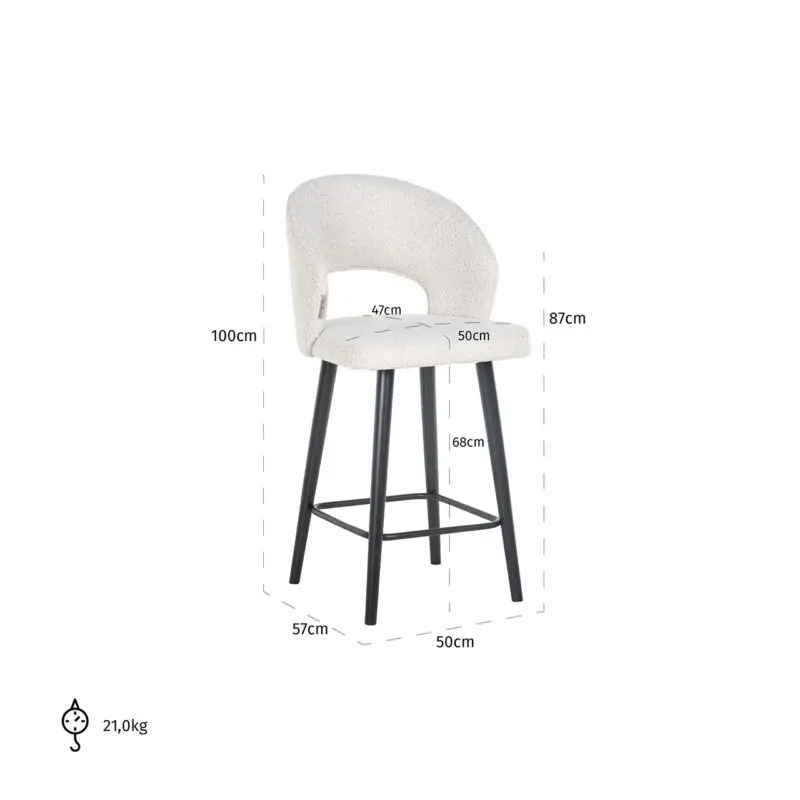 - Counterstoel Savoy white bouclé (Copenhagen 900 Bouclé White)
