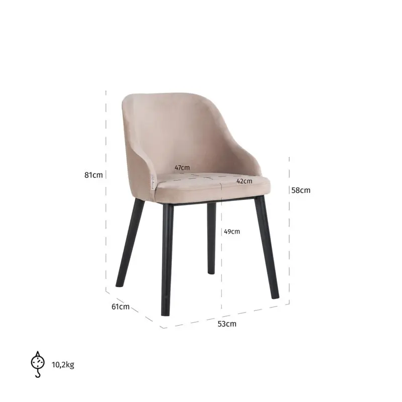 - Stoel Twiggy khaki velvet (Quartz Khaki 903)