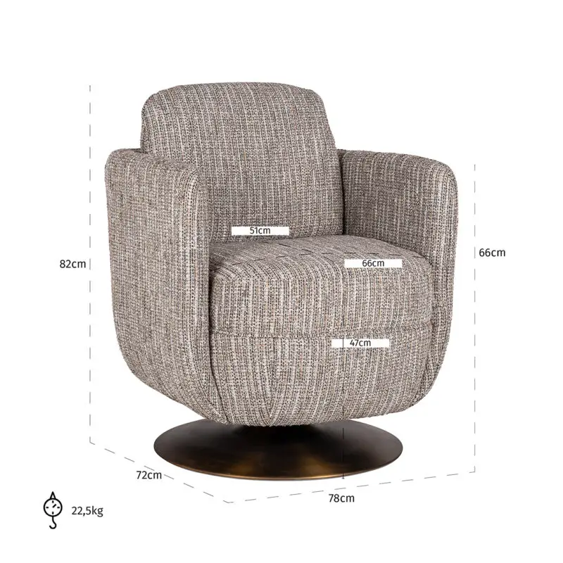 - Draaifauteuil Turner beige coco (Beige)